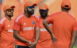 In charge: India captain Rohit Sharma at practice 