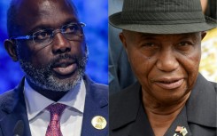 Liberia's President George Weah (L) and opposition leader Joseph Boakai (R)