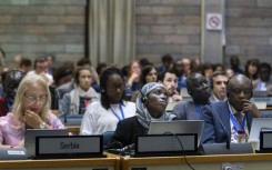 Delegates at the final day of the Intergovernmental Negotiating Committee on Plastic Pollution meeting in Nairobi on Sunday