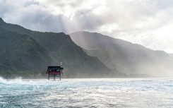 The existing wooden judging tower in Teahupoo is believed to be unsafe