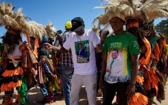 Supporters of Zimbabwe's ruling ZANU-PF at a political rally in Harare ahead of by-elections in which opposition CCC candidates have been excluded