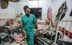 The Hamas-run health ministry said an Israeli strike hit Nasser hospital, killing one person and injuring seven others