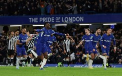 Chelsea celebrate after beating Newcastle in the League Cup quarter-finals