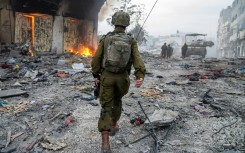 Israeli soldiers operate in the Gaza Strip, in a picture released by the army on December 22, 2023 