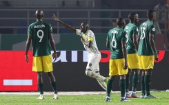 Hamari Traore (C) scored the opening goal for Mali against South Africa