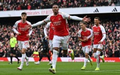 Gabriel Magalhaes (centre) opened the scoring in Arsenal's 5-0 win over Crystal Palace