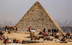 The Menkaure pyramid, pictured in February 2023, was originally encased in granite but over time lost part of its covering