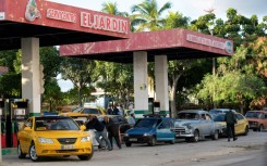 Drivers queue to fill their tanks at a petrol station in Havana, on January 31, 2024