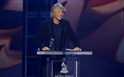 Jon Bon Jovi accepts the MusiCares Person of the Year honor at the annual pre-Grammy gala