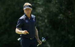 Two-time Masters champion Bernhard Langer of Germany plays a practice round prior to the 2017 Masters at Augusta National