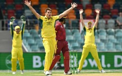 Xavier Bartlett (C) starred with the ball for Australia in their one-day international against the West Indies