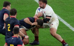 England's tighthead prop Will Stuart (R)