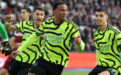 Gabriel Magalhaes (centre) scored in Arsenal's 6-0 thrashing of West Ham