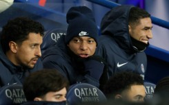 Kylian Mbappe (C) was rested for Saturday's game against Lille