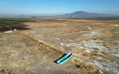 Abandoned boats sit on the dry Zumpango lakebed north of Mexico City