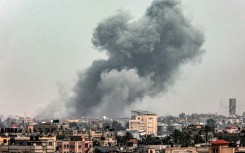 Smoke rises over Khan Yunis, the southern Gaza city near Rafah