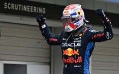 Max Verstappen celebrates winning at Suzuka