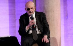 Salman Rushdie speaks at The Center for Fiction 2023 Annual Awards Benefit in New York on December 5, 2023