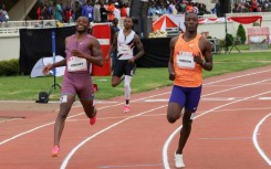 Courtney Lindsey (left) and Letsile Tebogo cross the line in an identical time in the men's 200m in Nairobi