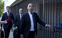 Spain's former football chief Luis Rubiales leaves after testifying over an alleged graft scandal at a court in Madrid