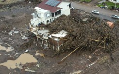 Aerial view after flooding caused by heavy rains in Mucum, Rio Grande do Sul state, Brazil