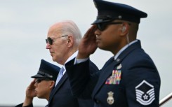 US President Joe Biden steps off Air Force One upon arrival at Joint Base Andrews in Maryland, on May 20, 2024