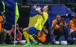 Cristiano Ronaldo celebrates scoring his second goal of the game
