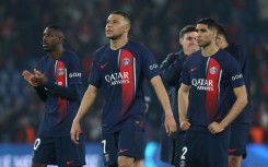 Kylian Mbappe (C) is leaving but Ousmane Dembele (L) and Achraf Hakimi (R) remain as big stars at Paris Saint-Germain