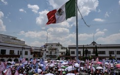 Supporters of Mexican presidential candidate Xochitl Galvez attend a campaign rally