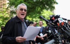 Robert De Niro speaks in support of President Joe Biden outside of Manhattan Criminal Court as Donald Trump stands trial