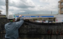 The barrier was put up a week ago in a popular photo spot by authorities in Fujikawaguchiko town