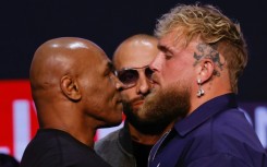 Mike Tyson (left) faces off with YouTuber Jake Paul during a New York press conference earlier this month