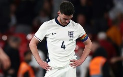 Declan Rice reacts to England's defeat against Iceland at Wembley