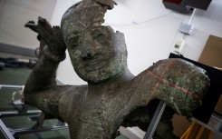 The 11th-century sculpture of Vishnu recently arrived from Cambodia