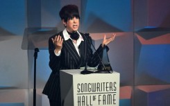 Recipient of the Johnny Mercer award US songwriter Diane Warren speaks onstage during the Songwriters Hall of Fame