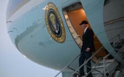 US President Joe Biden, steps off Air Force One ahead of the Los Angeles fundraiser