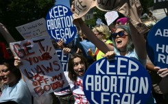 Reproductive rights activists demonstrate in front of the Supreme Court in Washington on June 24, 2024