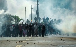 Protesters gathered during a nationwide strike to protest against tax hikes