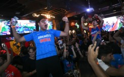 Fans celebrate in New Delhi after India won the T20 World Cup final against South Africa