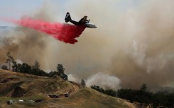 Firefighters were tackling the blaze from the air and from the ground