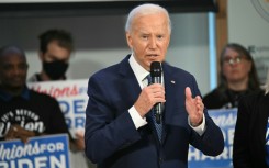 US President Joe Biden speaks as he meets with national union leaders at the American Federation of Labor and Congress of Industrial Organizations (AFL-CIO)  headquarters in Washington, DC, on July 10, 2024.