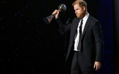 Prince Harry, Duke of Sussex, accepts the Pat Tillman Award for Service during the 2024 Espy Awards