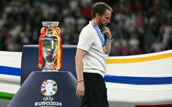 Gareth Southgate walks past the Euros trophy following the defeat to Spain