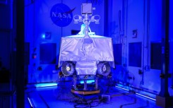 NASA's Volatiles Investigating Polar Exploration Rover (VIPER) assembled inside the cleanroom at the agency's Johnson Space Center in Houston, Texas