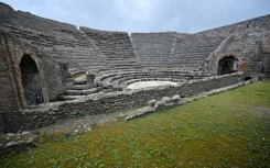 A view shows the Amphitheatre of Pompeii at the Archaeological Park of Pompeii -- new research indicates victim of the 79 AD eruption of Mt Vesuvius may have been killed by a simultaneous earthquake