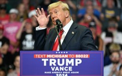 Former US President and 2024 presidential nominee Donald Trump speaks during a campaign rally with US Senator and vice presidential nominee J.D. Vance at Van Andel Arena in Grand Rapids, Michigan, on July 20, 2024