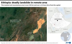 Map showing the approximate area of the deadly landslide in Southern Ethiopia 