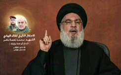 Hezbollah chief Hassan Nasrallah, shown giving a televised address on July 10, 2024, says his movement could count on a number of fighters that 'greatly exceeded' 100,000