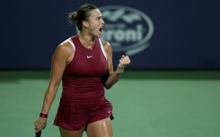 Third-ranked Aryna Sabalenka of Belarus reacts after winning a point in a quarter-final victory over compatriot Victoria Azarenka at the WTA Washington Open