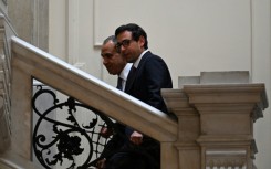 Egyptian Foreign Minister Badr Abdelatty (L) met his French counterpart Stephane Sejourne in Cairo for talks on 'containing the escalation and efforts to reach a ceasefire' in Gaza, Egypt's foreign ministry spokesman said